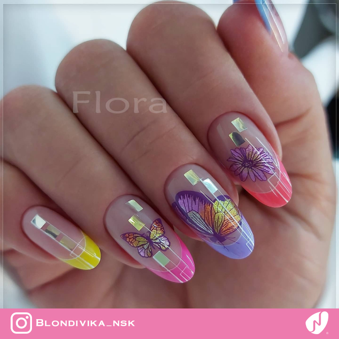 Colorful Butterfly Nails